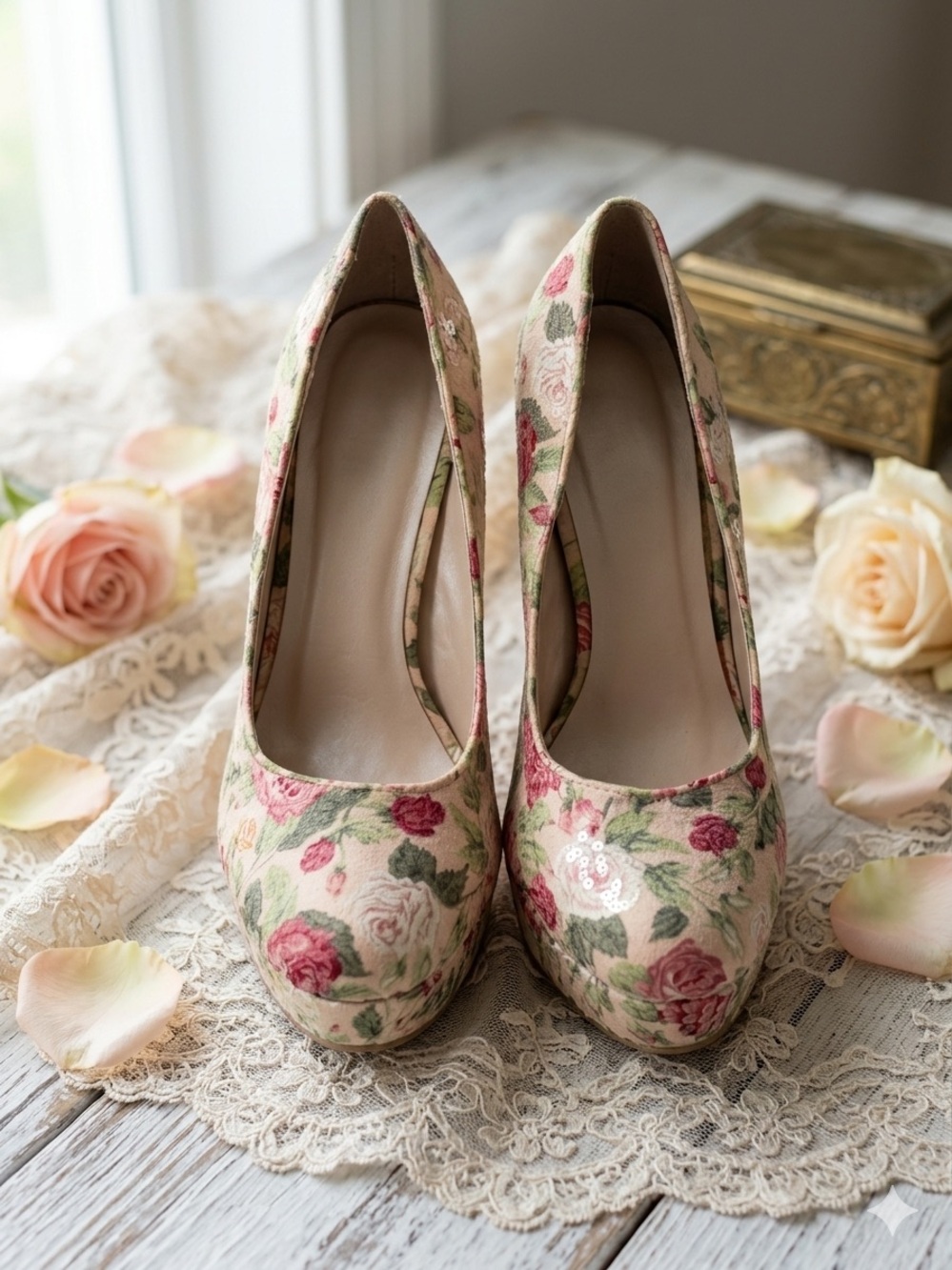 Forever 21 Pink Floral Platform Pumps